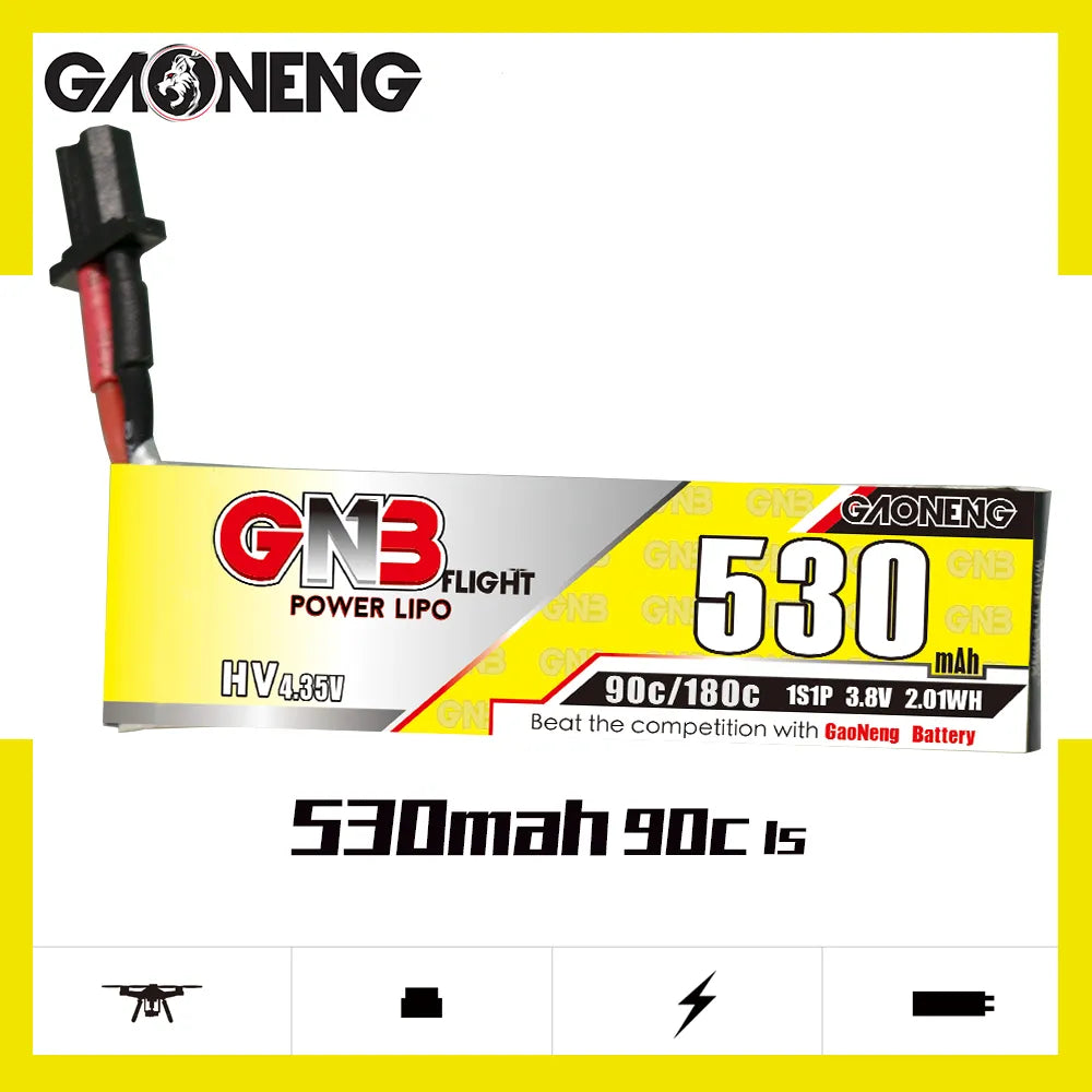 Hot Deal! GAONENG GNB 1S 3.8V 530mAh 90C A30 Cabled LiPo Battery [DG]