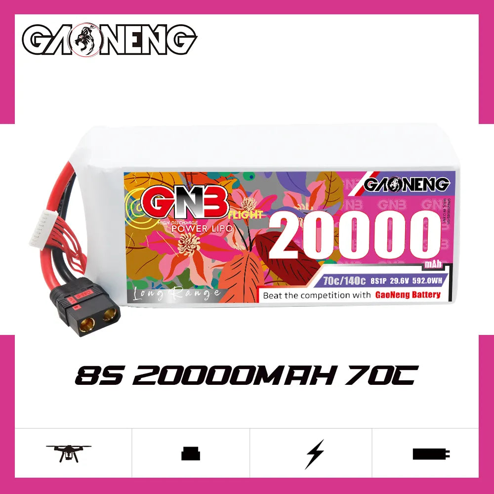 GAONENG High - Performance 22.2V 20000mAh 70C 8S1P RC LiPo Battery QS8 for Multiple Applications