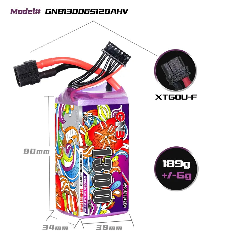 GAONENG GNB 6S 22.8V 1300mAh 120C XT60 LiPo Battery - High - Performance Deal