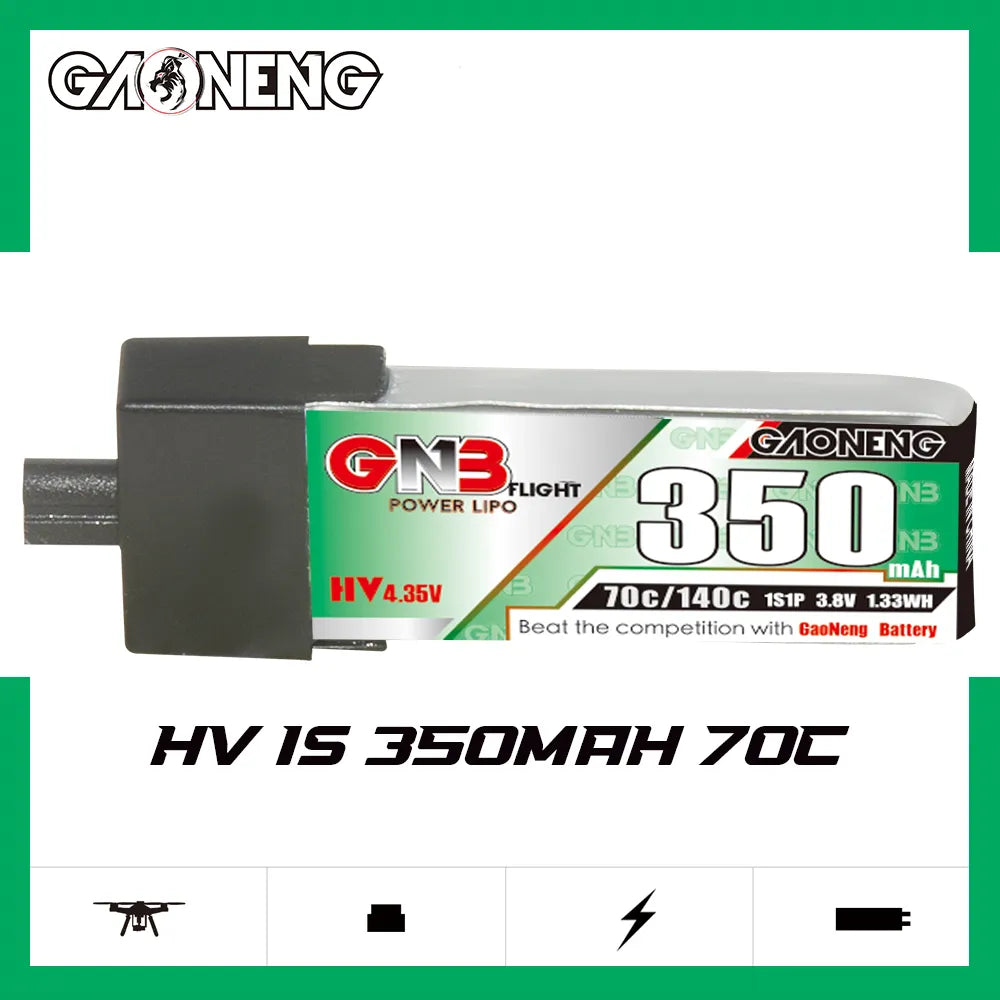 GAONENG GNB High-Voltage 1S 3.8V 350mAh 70C A30 Plastic Head LiPo Battery