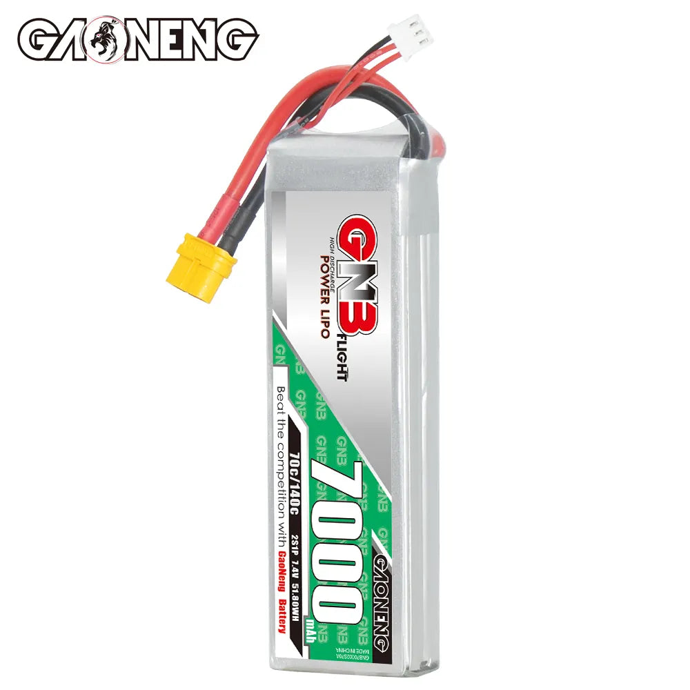 GAONENG High-Performance 7.4V 7000mAh 70C 2S LiPo Battery with XT60 Connector for RC Models