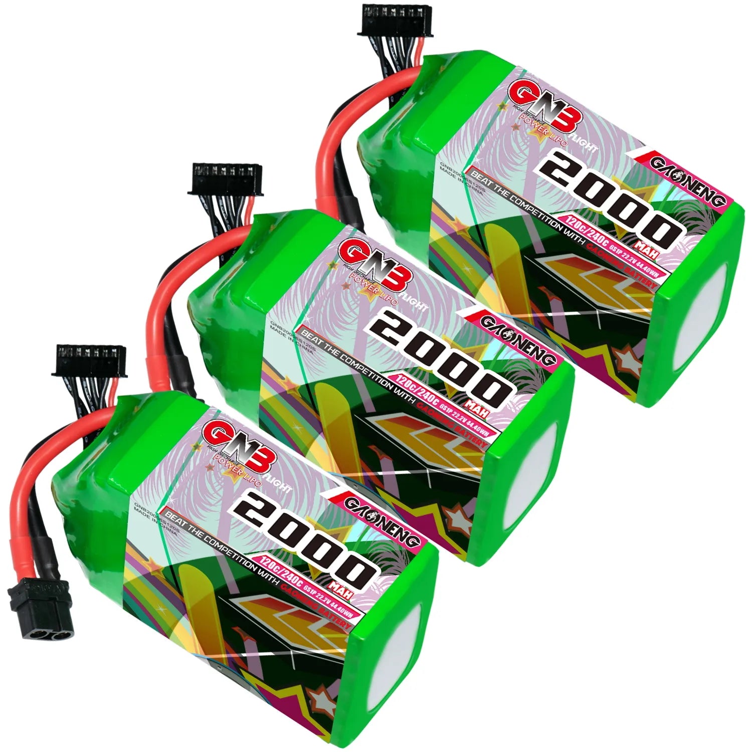 Hot Deal! GAONENG GNB 6S 22.2V 2000mAh 120C XT60 LiPo Battery Pack of 2