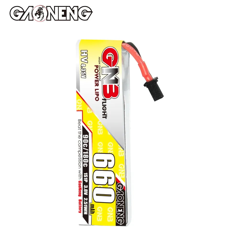 Hot Sale! GAONENG GNB 3.8V 660mAh 90C 1S LiHV A30 Cabled LiPo Battery