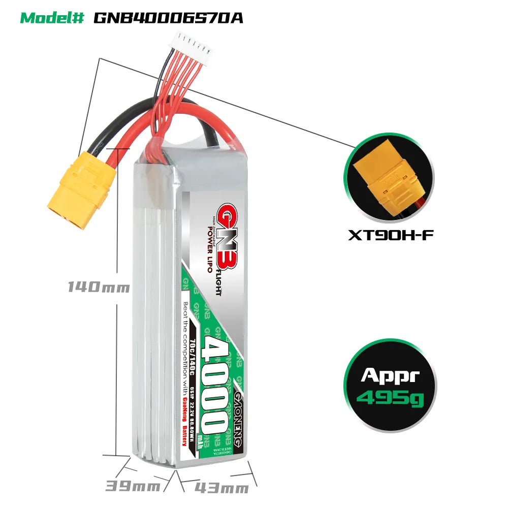 GAONENG High - Performance 22.2V 4000mAh 70C 6S LiPo Battery with XT90 Connector