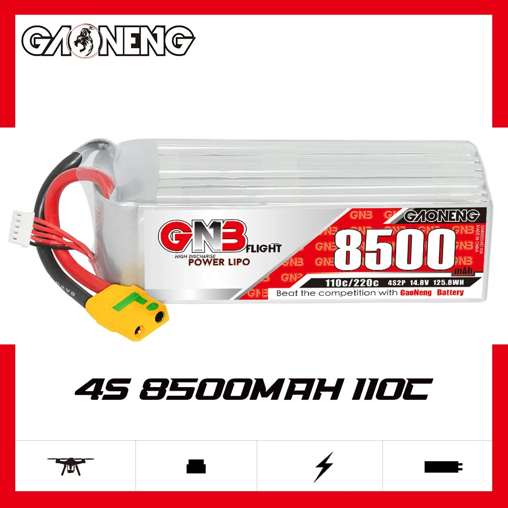 Hot Deal: GAONENG GNB 4S 14.8V 8500mAh 110C RC LiPo Battery with XT90S Anti - Spark