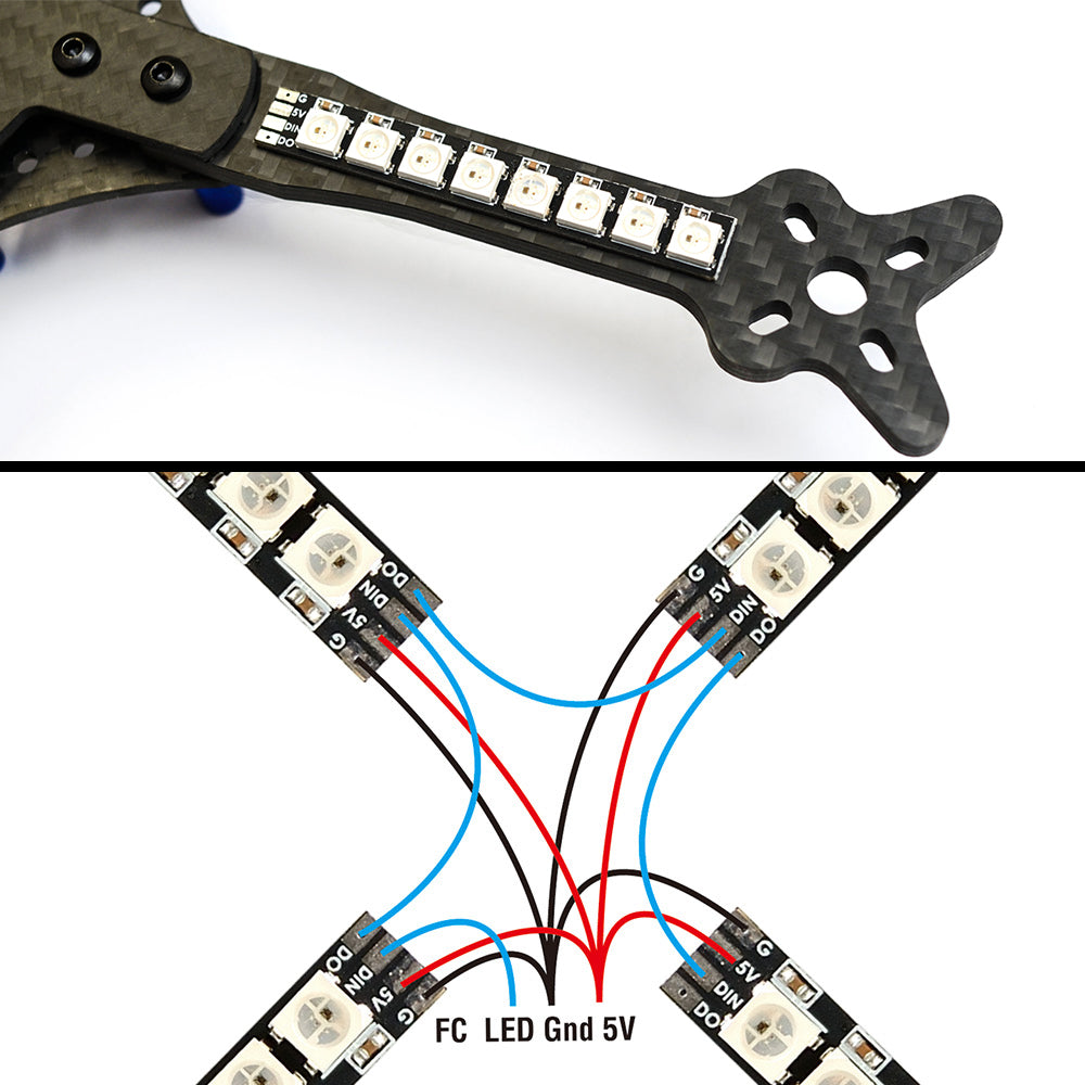 Matek 2812 LED Strip (2pcs x 8 LEDs) - Slim & Ideal for Drones