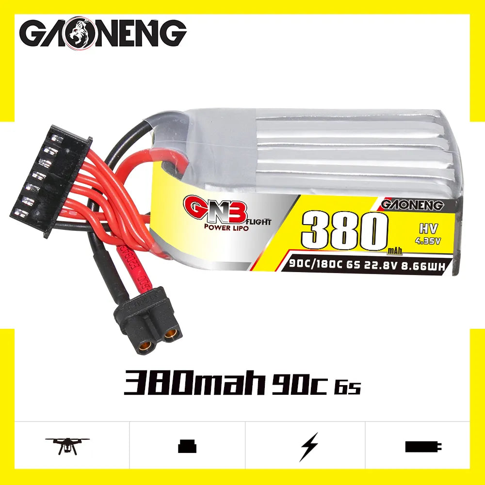 Hot Sale GAONENG GNB 6S 22.8V 380mAh 90C XT30 High - Performance LiPo Battery