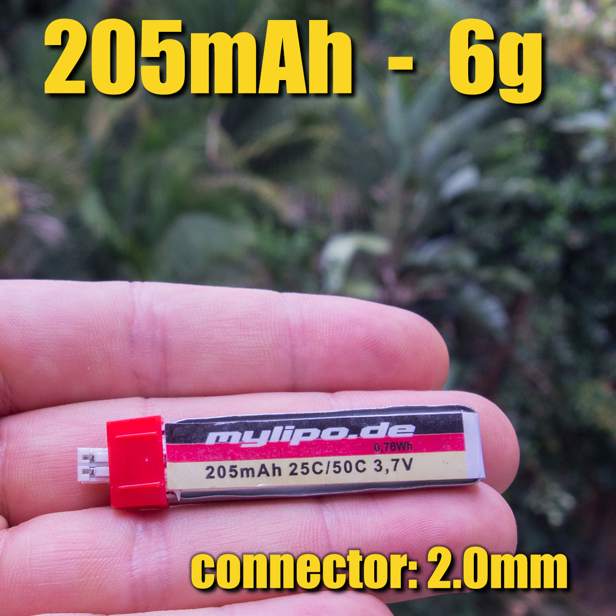 Hot Sale! mylipo 205mAh 25C 1S Battery Pack with JST - PH2 Connector, Lightweight 6g