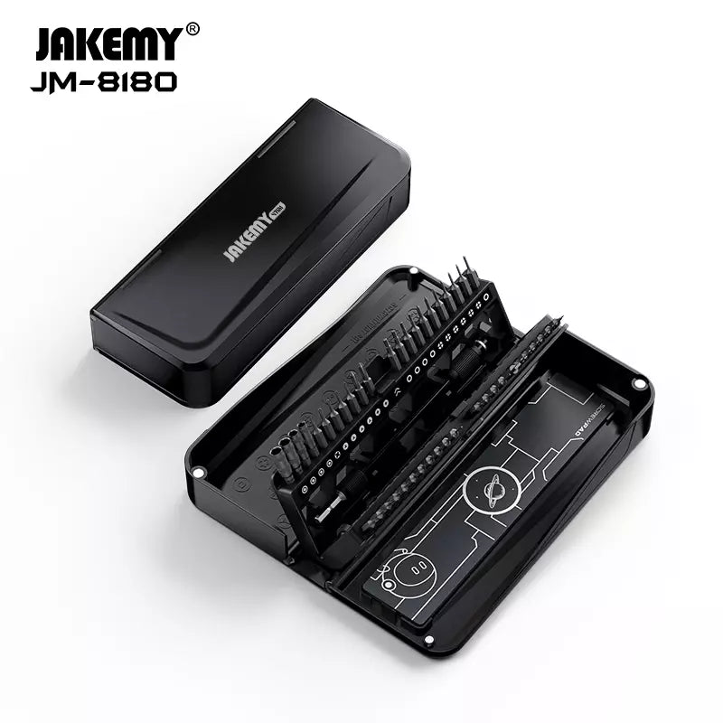 JAKEMY 48-in-1 Precision Magnetic Screwdriver Tool Set JM-8180A - Black, Ideal for Repairs