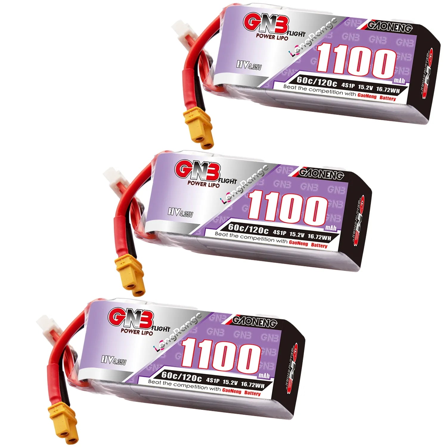 GAONENG GNB 4S 15.2V 1100mAh 60C XT30 LiPo Battery - Long - Range Special [DG]