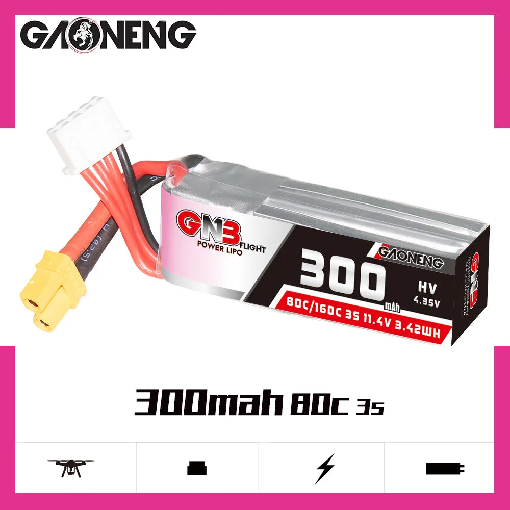 GAONENG GNB 3S 11.4V 300mAh 80C XT30 LiPo Battery - Great Deal