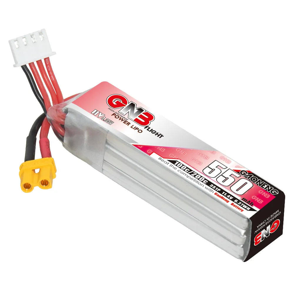 GAONENG GNB 11.4V 550mAh 100C XT30 3S LiHV Long - Type LiPo Battery [DG]
