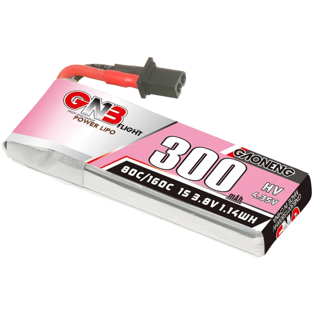 Hot Sale GAONENG GNB High-Voltage 1S 3.8V 300mAh 80C A30 Cabled LiPo Battery