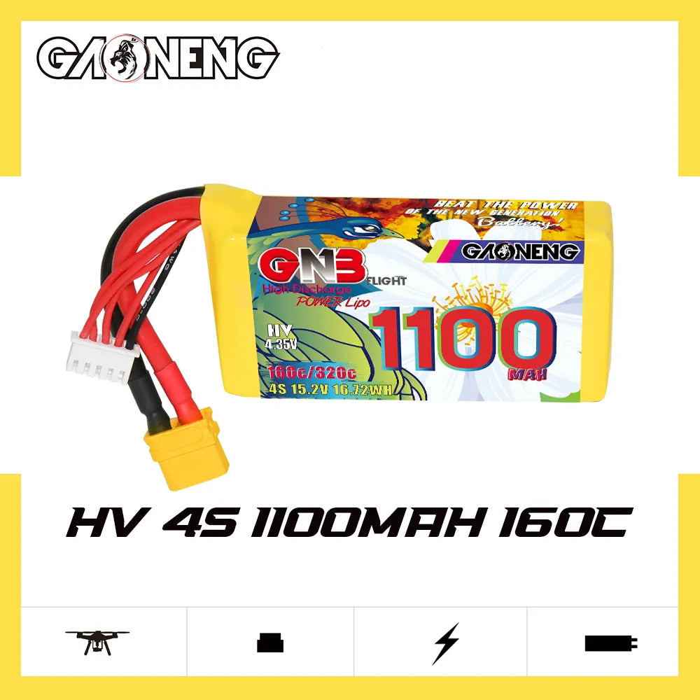 GAONENG GNB 4S 15.2V 1100mAh 160C XT60 LiHV LiPo Battery - Hot Sale