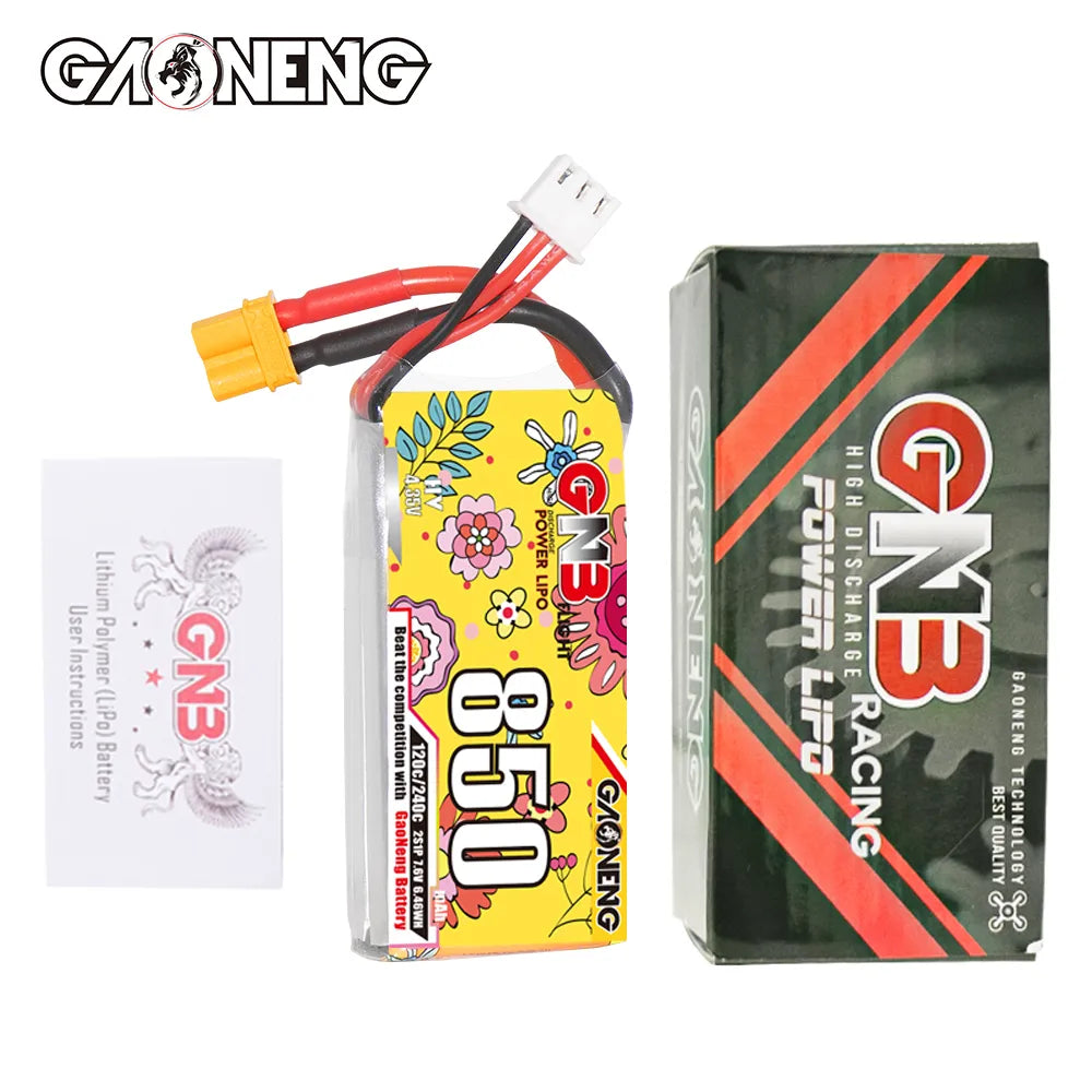 GAONENG GNB High-Voltage 2S 7.6V 850mAh 120C XT30 LiPo Battery