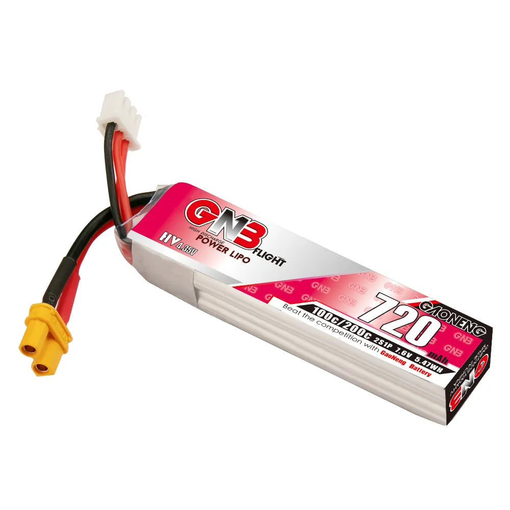 High - Energy GAONENG GNB 7.6V 720mAh 100C XT30 2S LiHV LiPo Battery