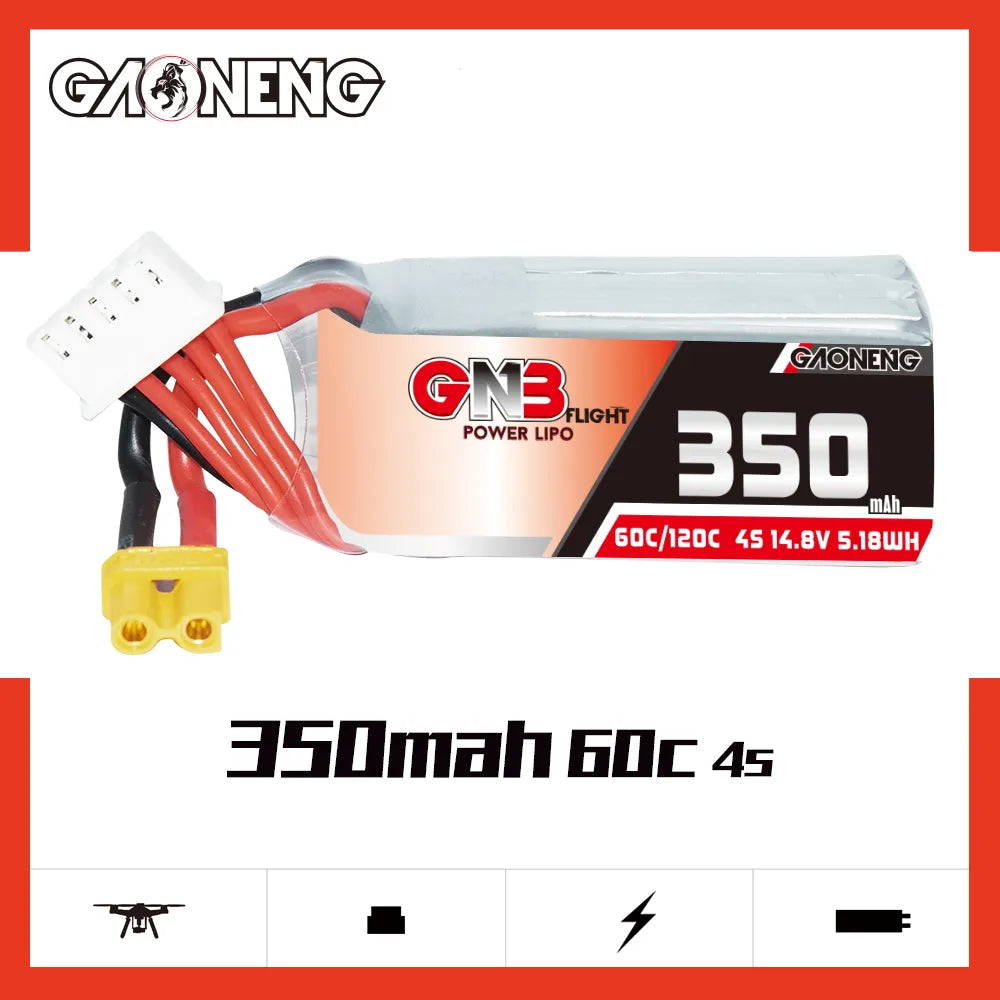 Hot Sale! GAONENG GNB 4S 14.8V 350mAh 60C XT30 LiPo RC Battery