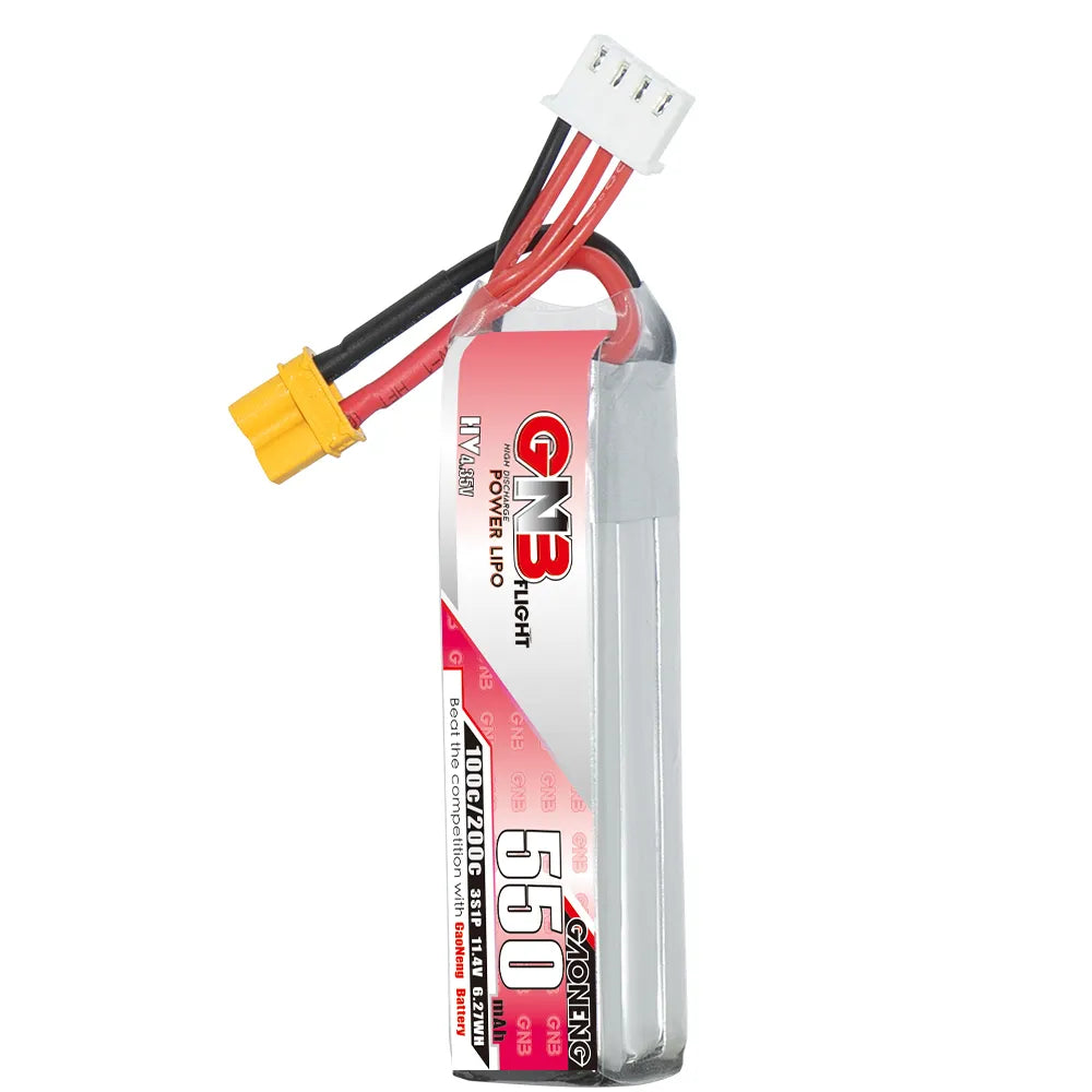 GAONENG GNB 11.4V 550mAh 100C XT30 3S LiHV Long - Type LiPo Battery [DG]