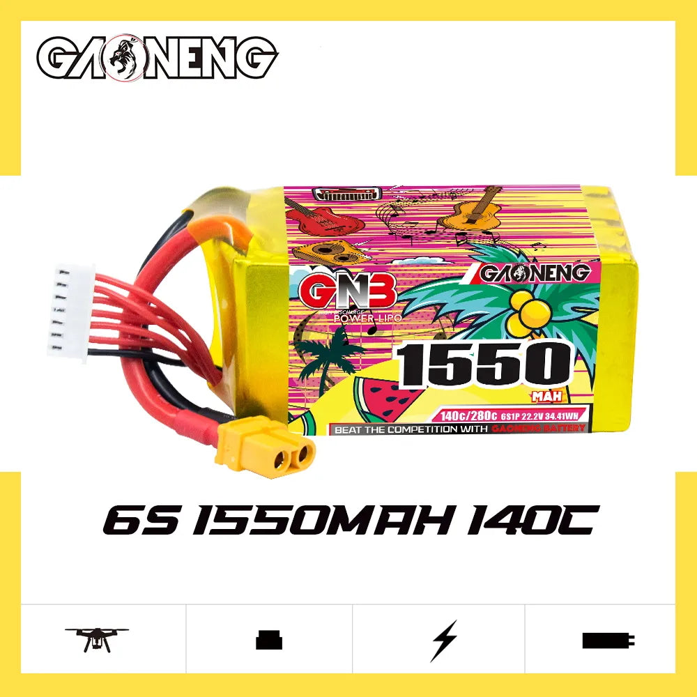 GAONENG High - Performance 6S 22.2V 1550mAh 140C XT60 LiPo Graphene Battery on Sale