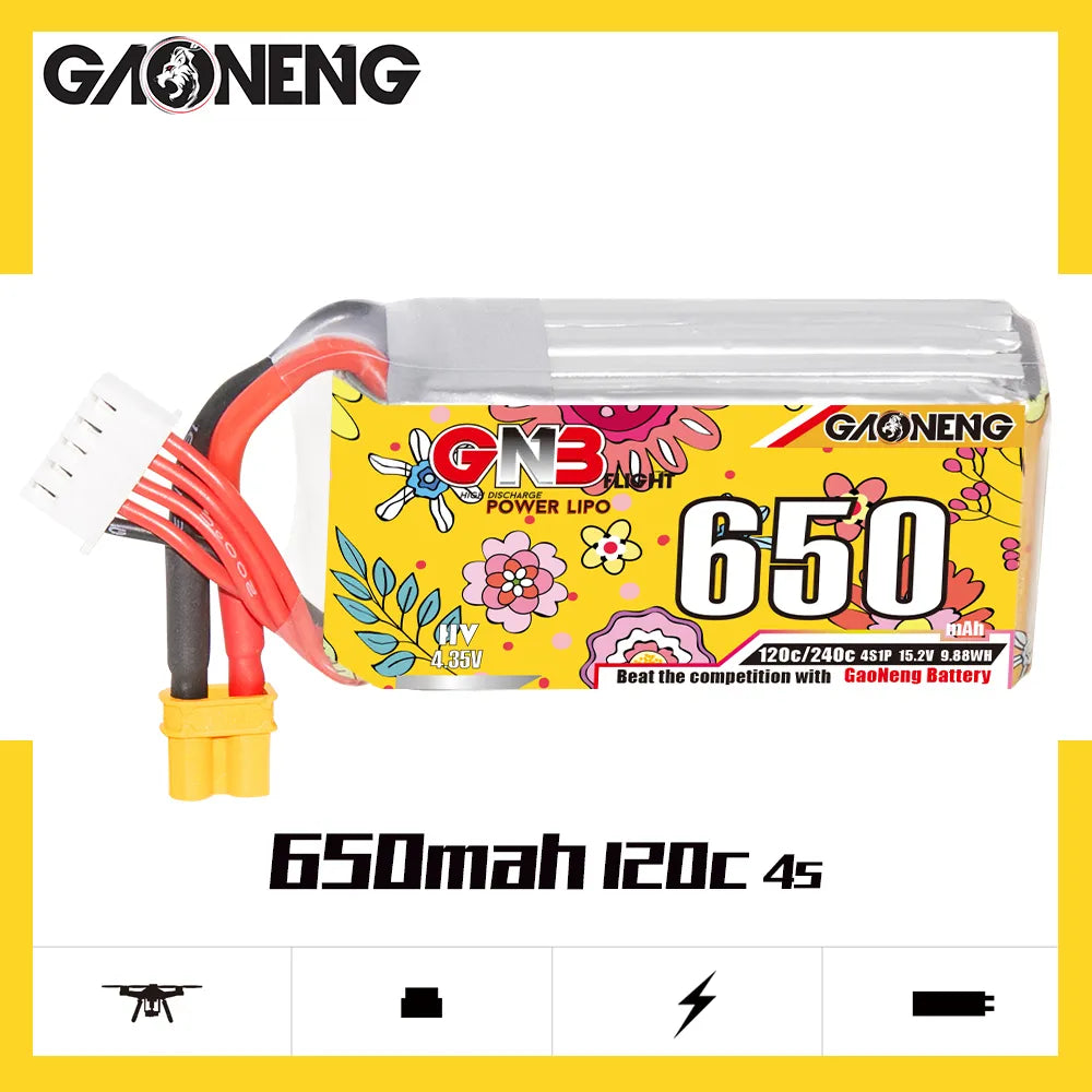 GAONENG High - Performance GNB 4S 15.2V 650mAh 120C XT30 HV LiPo Battery for Drones and RC Models