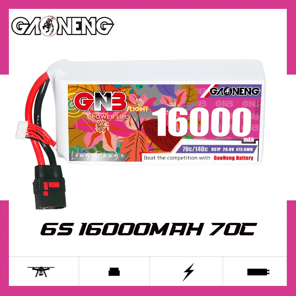 GAONENG High - Performance 22.2V 16000mAh 70C 6S1P RC LiPo Battery with QS8 Connector