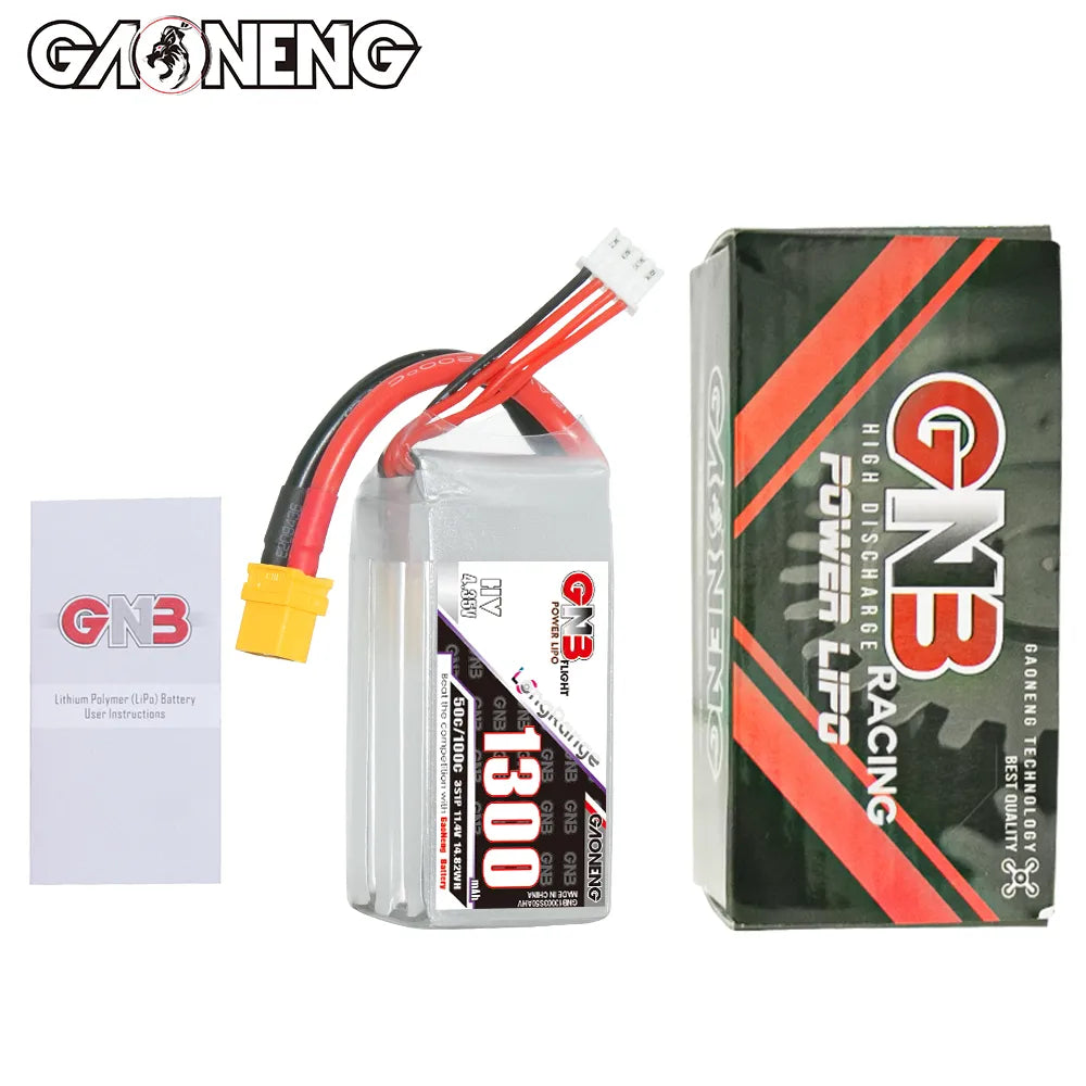 GAONENG GNB High-Voltage 3S 11.4V 1300mAh 50C LiPo Battery with XT60 Connector
