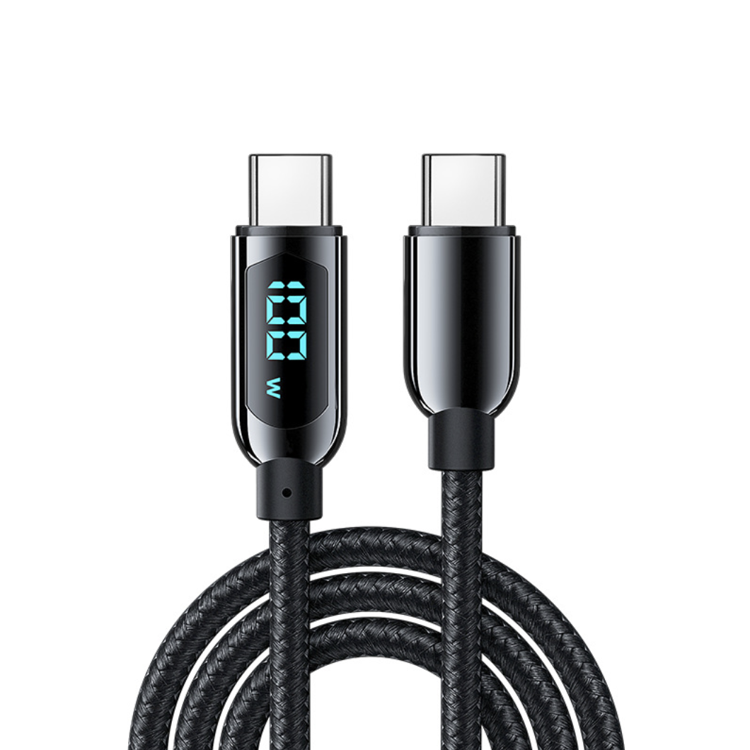 Hot Sale! Phaser FPV 1.2M 100W USB-C to USB-C Braided Charging Cable with Watt Display