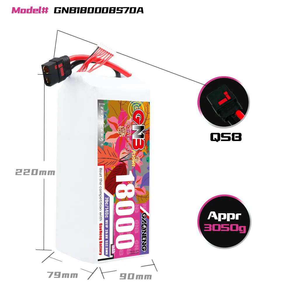 Hot Deal! GAONENG 22.2V 18000mAh 70C RC LiPo Battery QS8